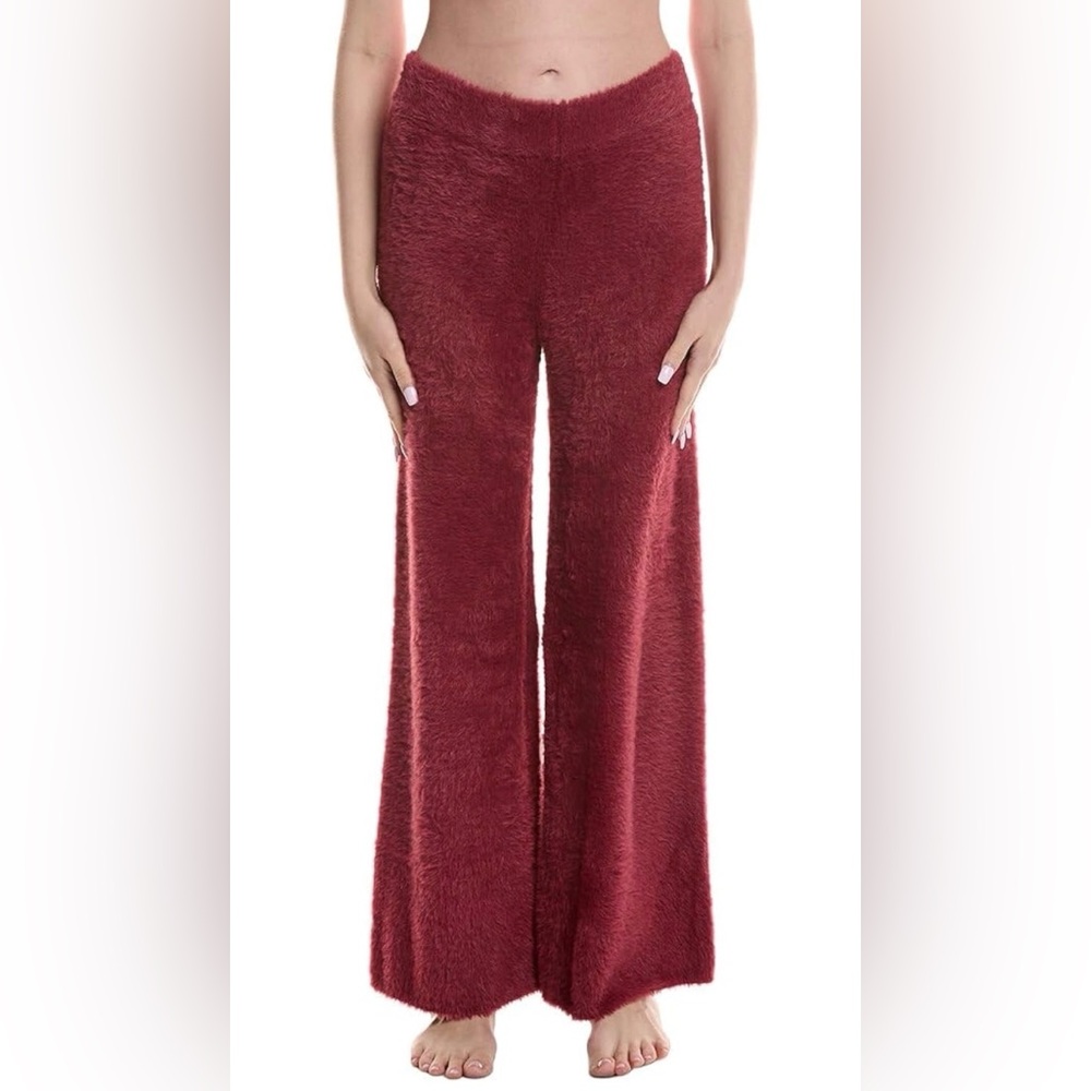 PJ Salvage Plush Pajama Lounge Pants Size Medium Soft Faux Fur Red